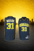 Indiana Pacers #31 Reggie Miller Black & Gold Split Jersey – Hardwood Classics