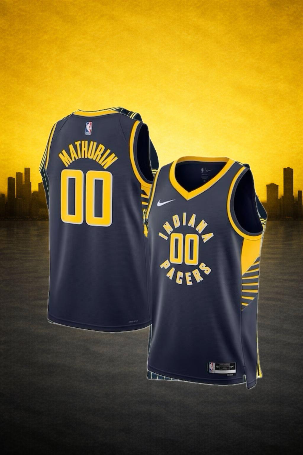 Indiana Pacers #00 Bennedict Mathurin Navy Jersey – Icon Edition