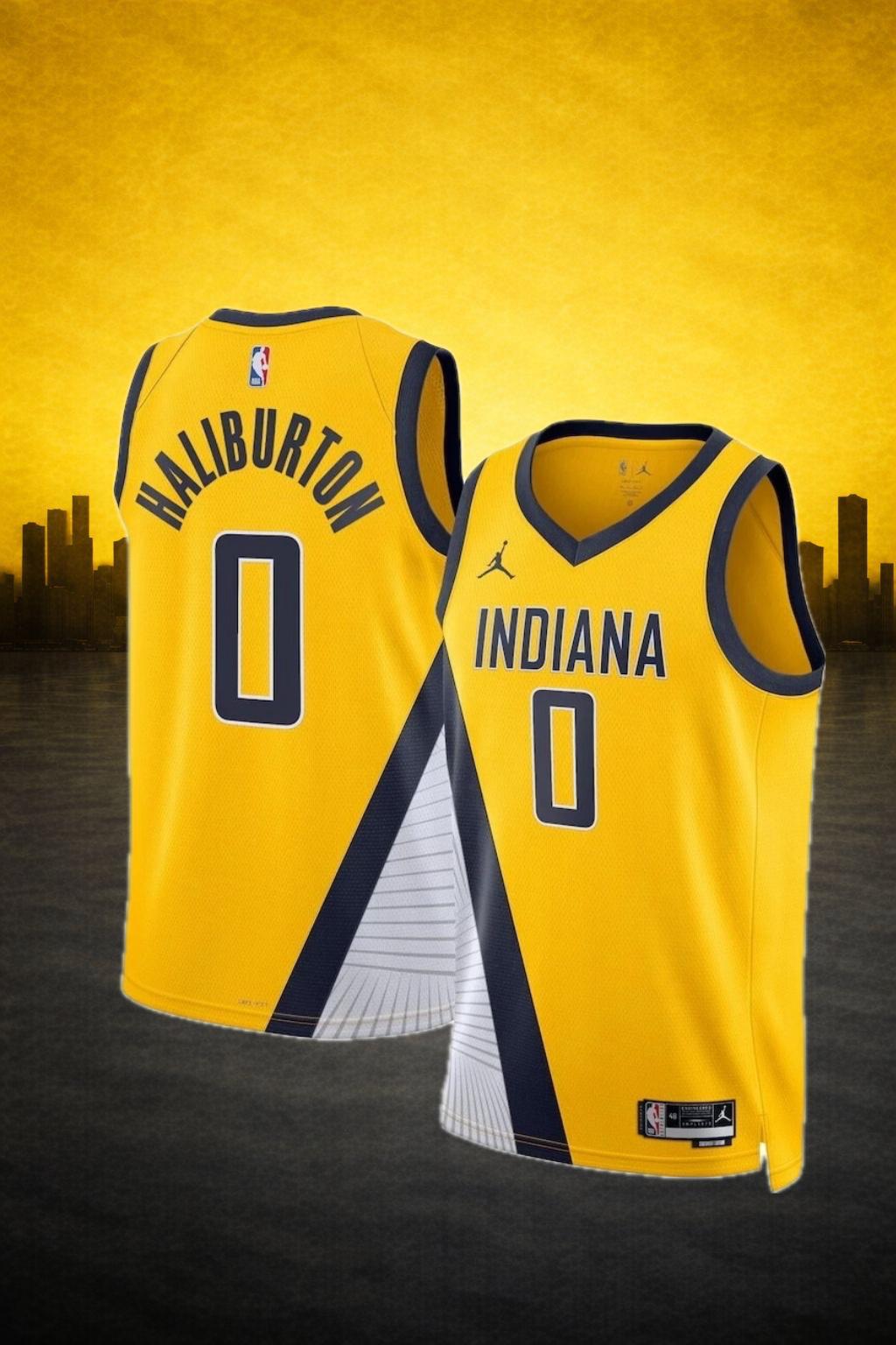 Indiana Pacers #0 Tyrese Haliburton Jersey – Full Color Set (Navy / Yellow / White) (Copy)