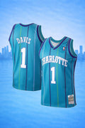 Charlotte Hornets #1 Davis Teal Throwback Jersey – NBA Hardwood Classics Edition