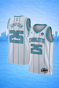 Charlotte Hornets #25 Simpson White Pinstripe Jersey – NBA Classic Edition