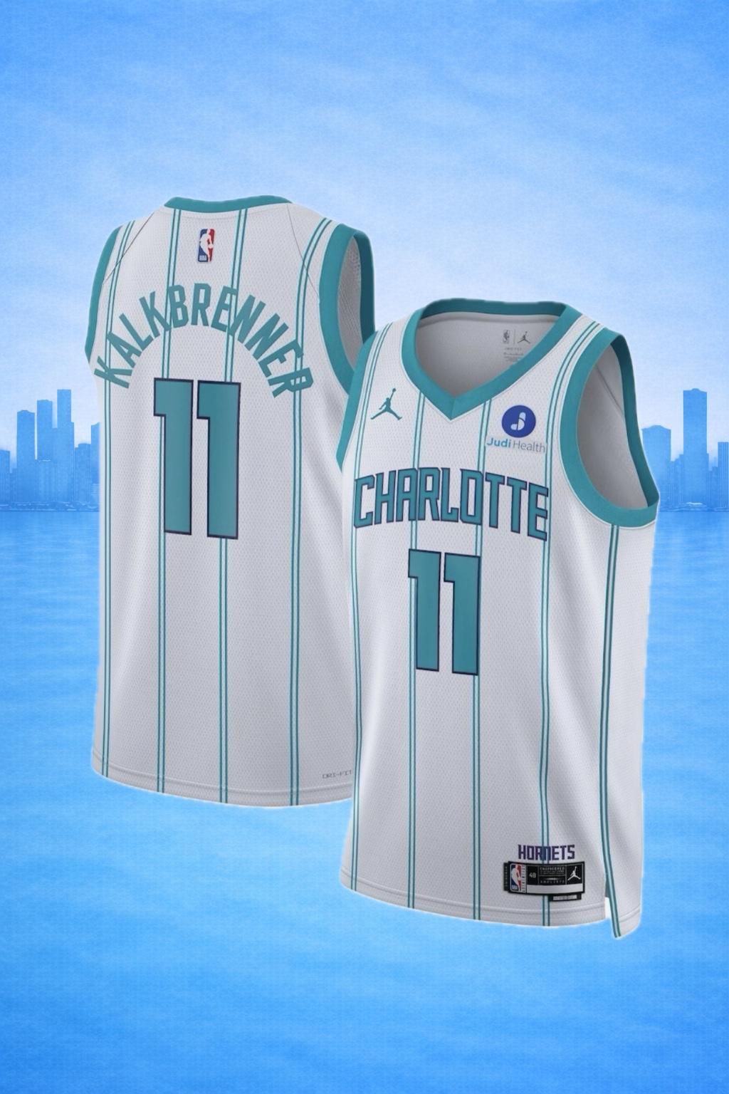 Charlotte Hornets #11 Kalkbrenner White Pinstripe Jersey – NBA Edition