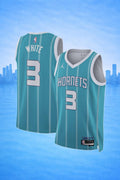 Charlotte Hornets #3 White Teal Pinstripe Jersey – NBA Edition