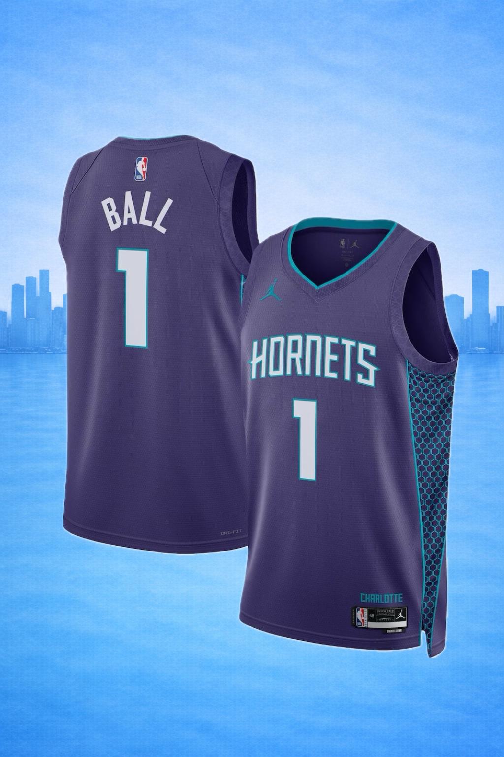 Charlotte Hornets #1 Ball Purple Statement Jersey – NBA Edition