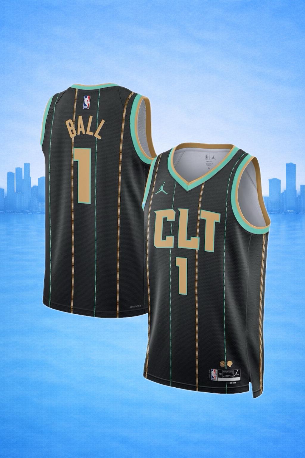 Charlotte Hornets #1 Ball Black Statement Jersey – NBA Edition