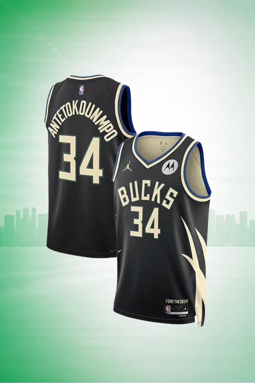 Milwaukee Bucks #34 Giannis Antetokounmpo Black Statement Edition Jersey