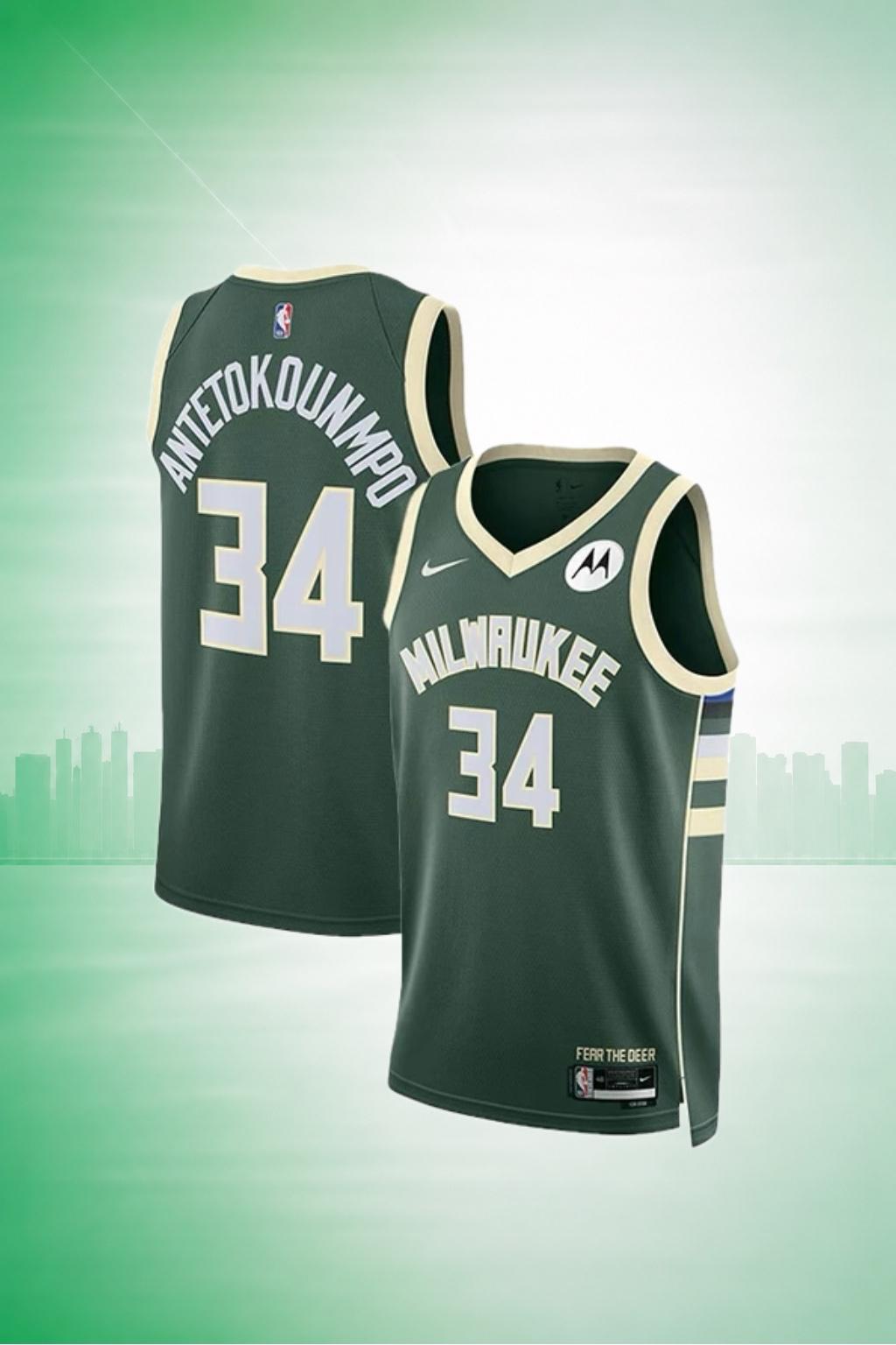 Milwaukee Bucks #34 Giannis Antetokounmpo Green Icon Edition Jersey