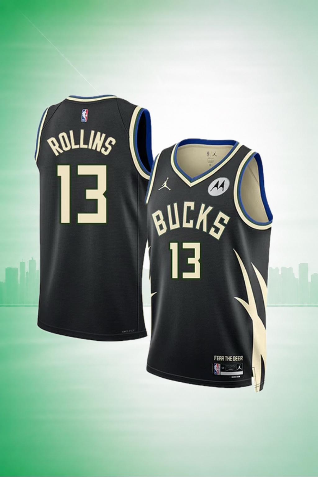 Milwaukee Bucks #13 Rollins Black City Edition Jersey