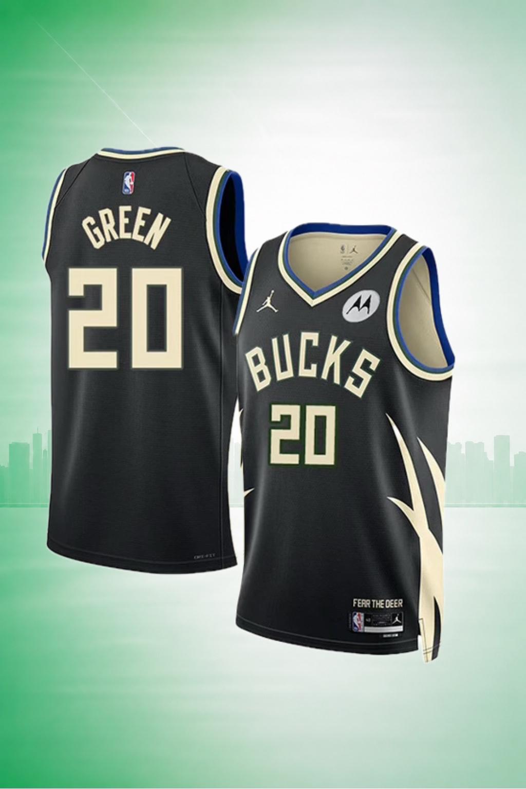 Milwaukee Bucks #20 Green Black City Edition Jersey