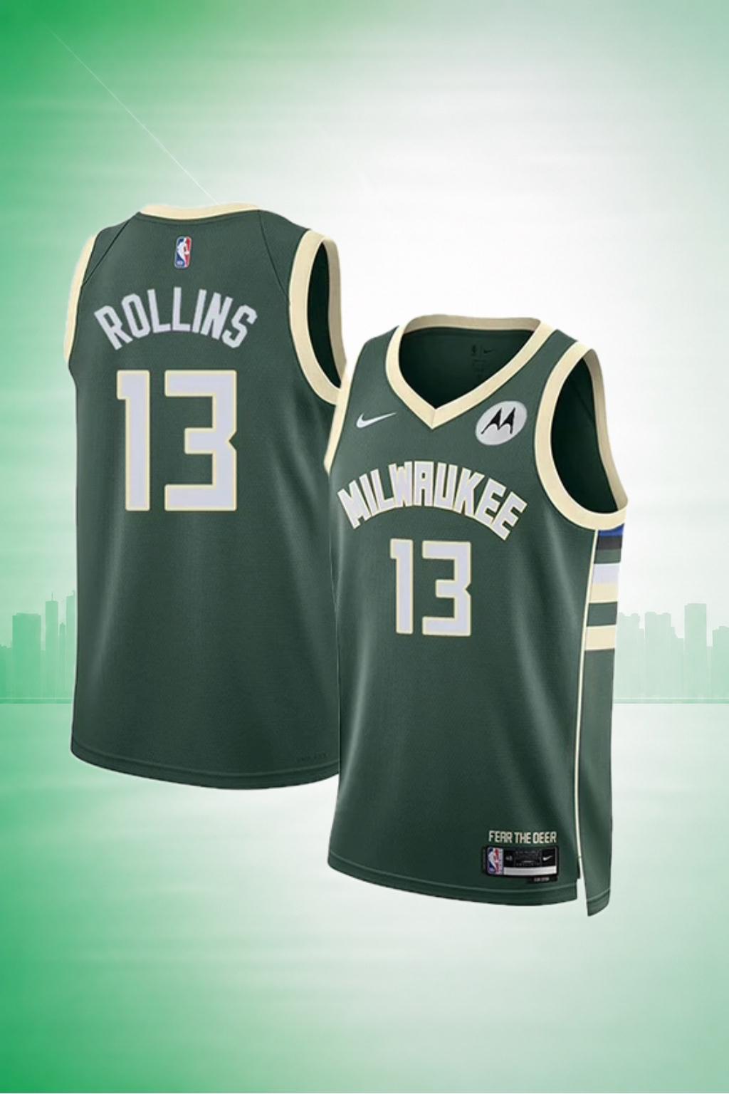 Milwaukee Bucks #13 Rollins Green Icon Edition Jersey
