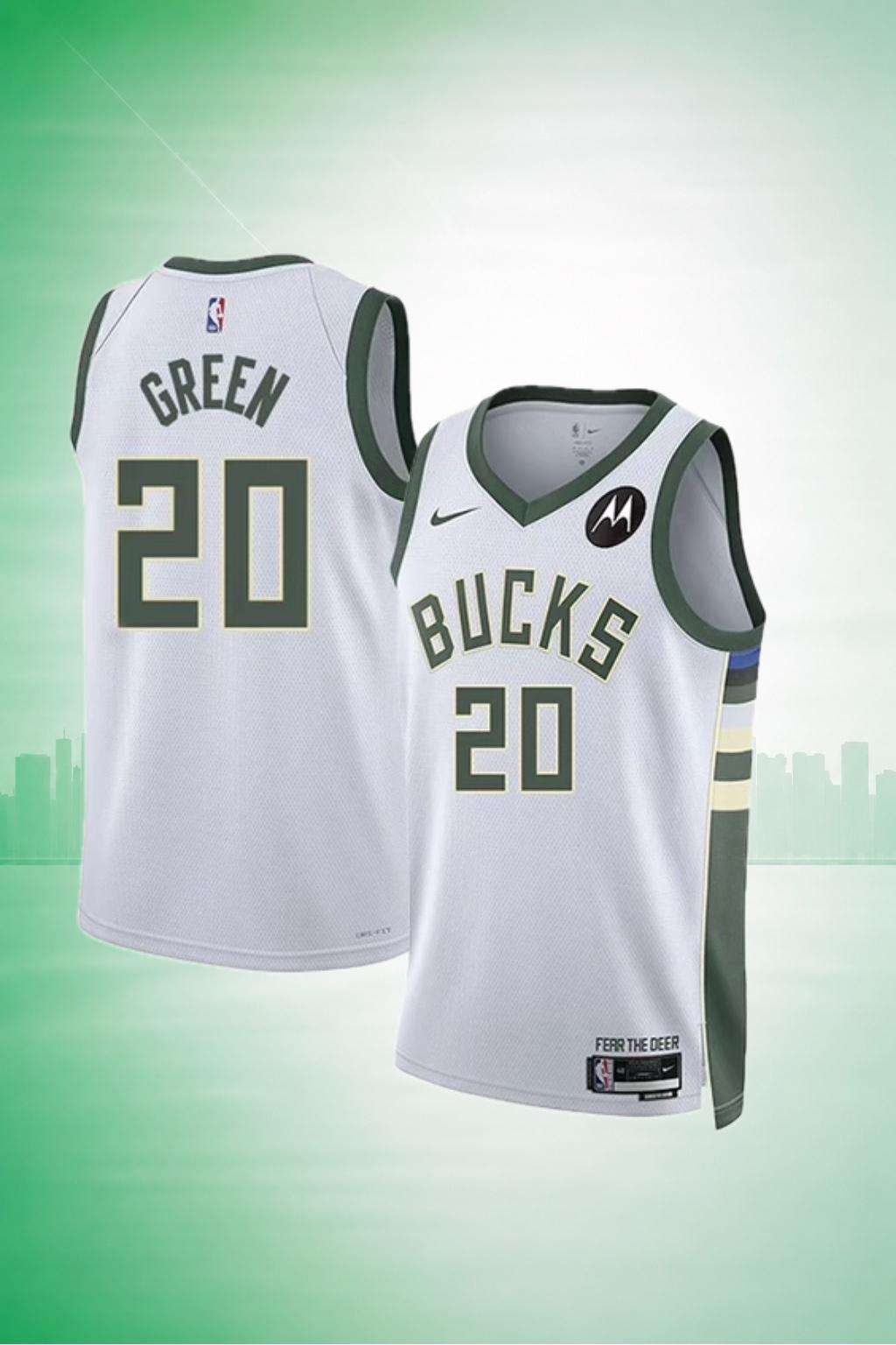 Milwaukee Bucks #20 Green White Association Edition Jersey