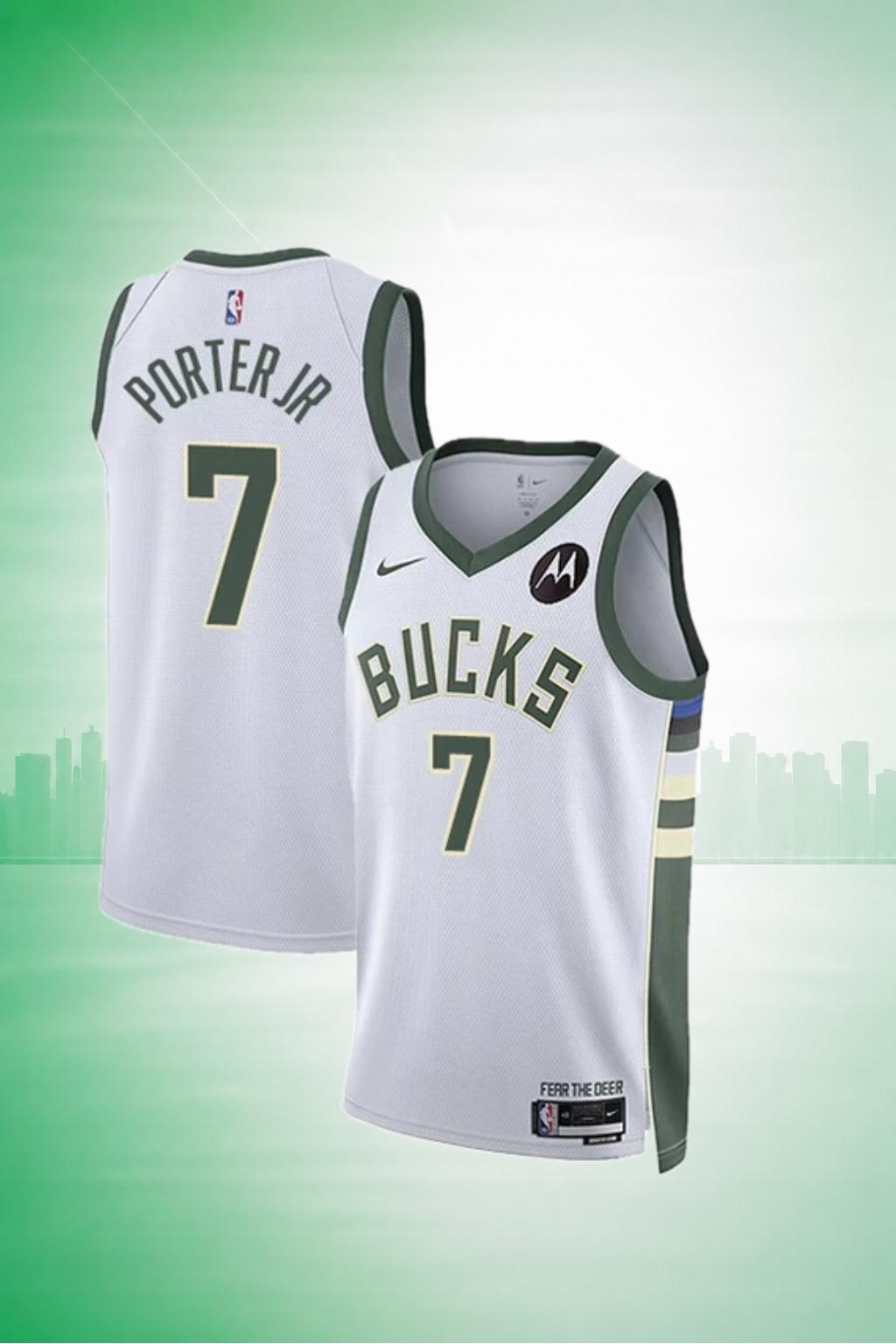Milwaukee Bucks #7 Porter Jr. White Association Edition Jersey