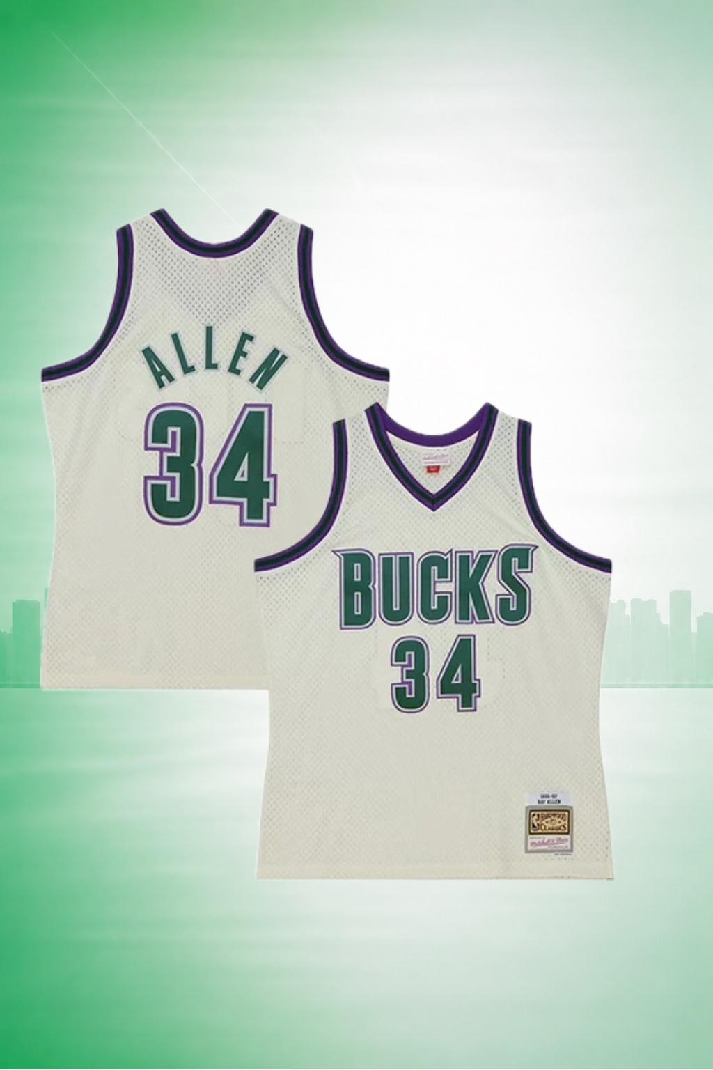 Milwaukee Bucks #34 Ray Allen Hardwood Classics Jersey