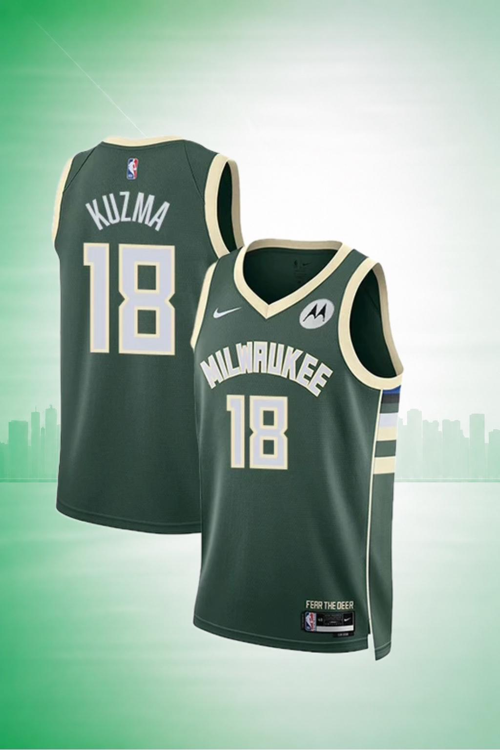 Milwaukee Bucks #18 Kuzma Green Icon Edition Jersey