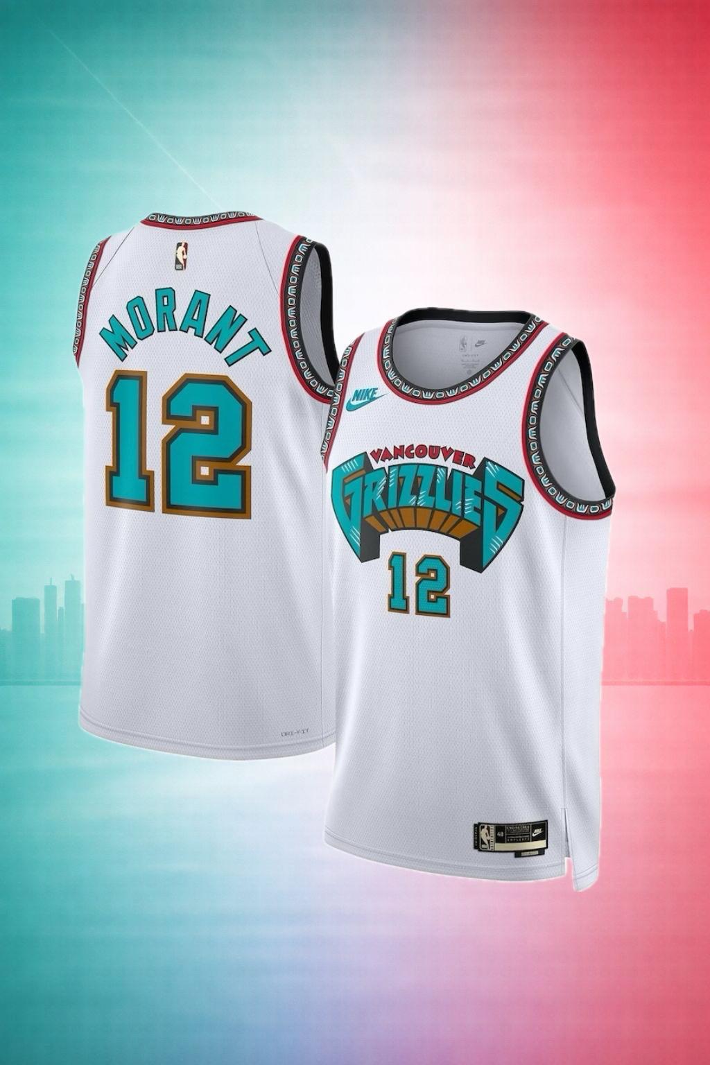 Vancouver Grizzlies Ja Morant #12 White Throwback Jersey