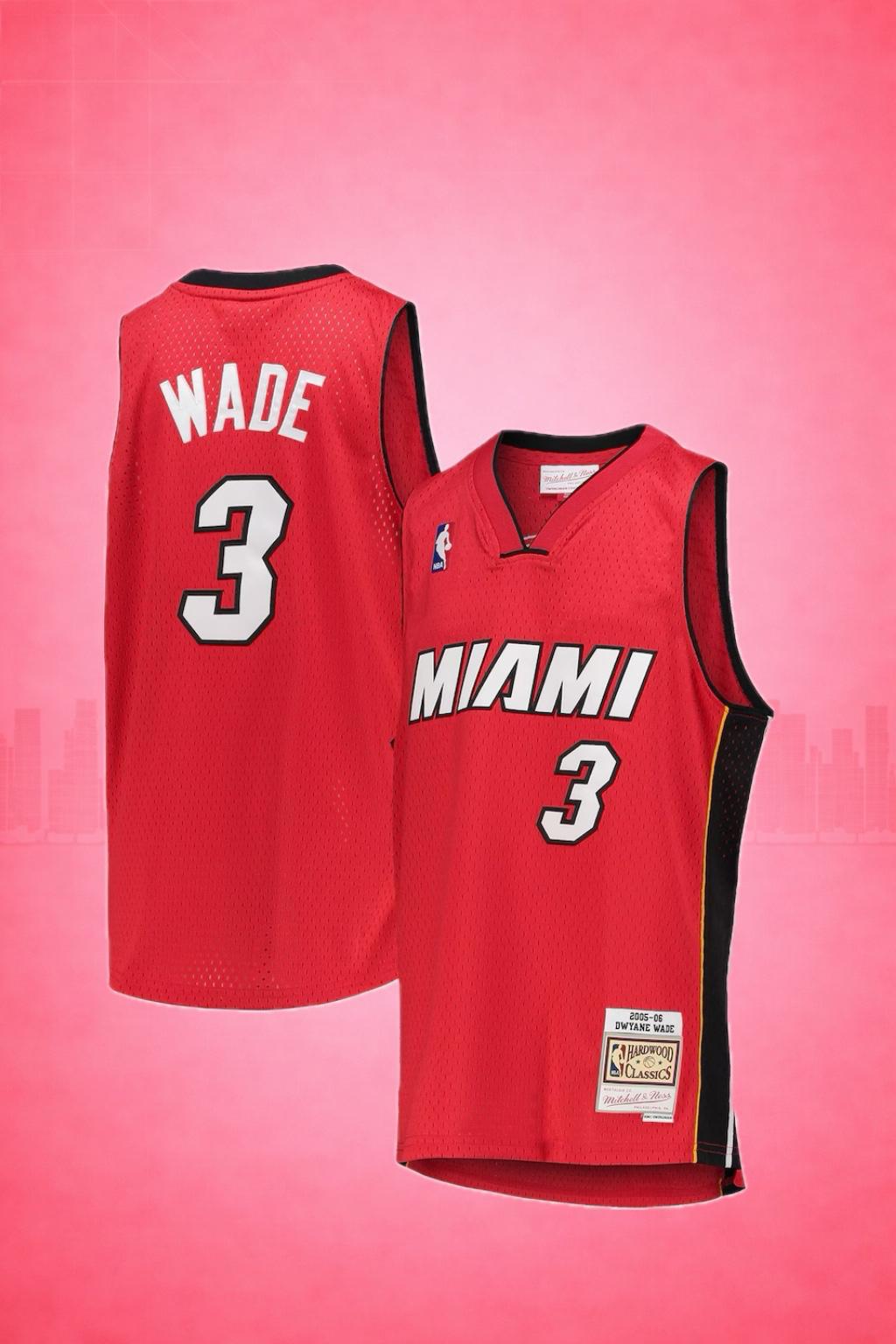Miami Heat #3 Wade Red Jersey – 2005–06 Hardwood Classics Edition