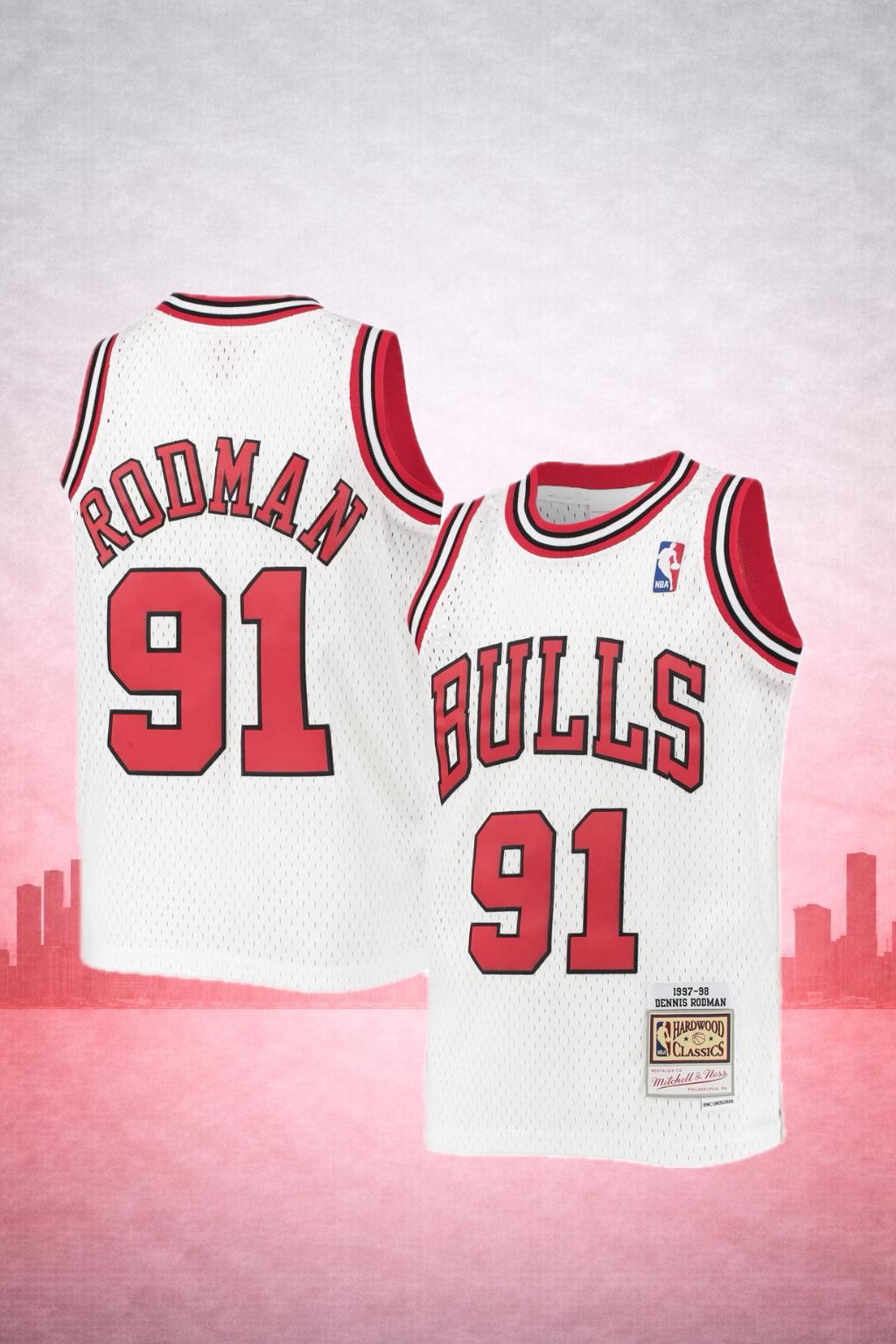 Chicago Bulls Dennis Rodman #91 White Jersey