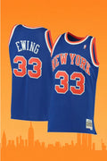 New York Knicks Patrick Ewing #33 Blue Hardwood Classics Jersey