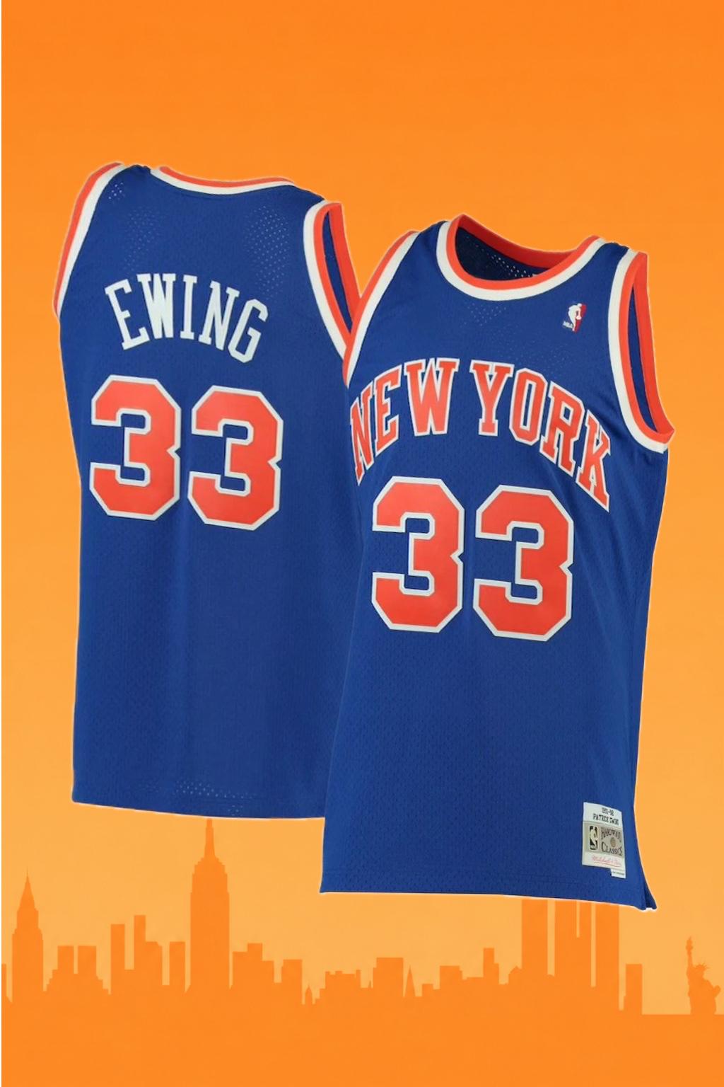 New York Knicks Patrick Ewing #33 Blue Hardwood Classics Jersey