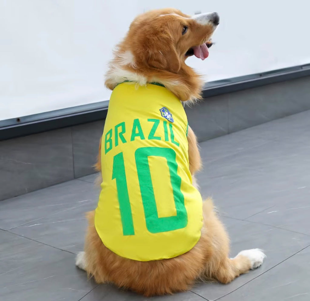 DOG'S JERSEYS BRAZIL NEYMAR JR. #10 YELLOW PET APPAREL