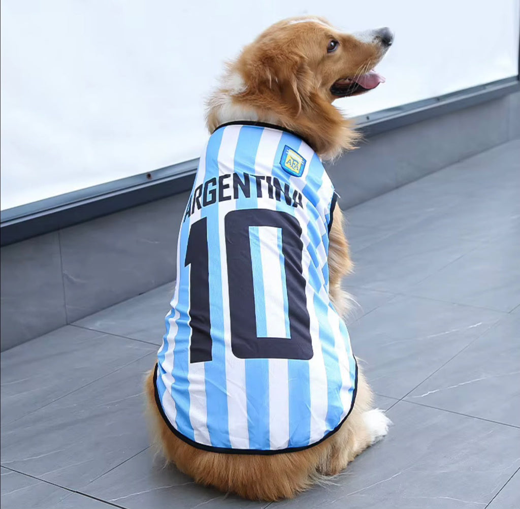 DOG'S JERSEYS ARGENTINA LIONEL MESSI #10 BLUE & WHITE PET APPAREL
