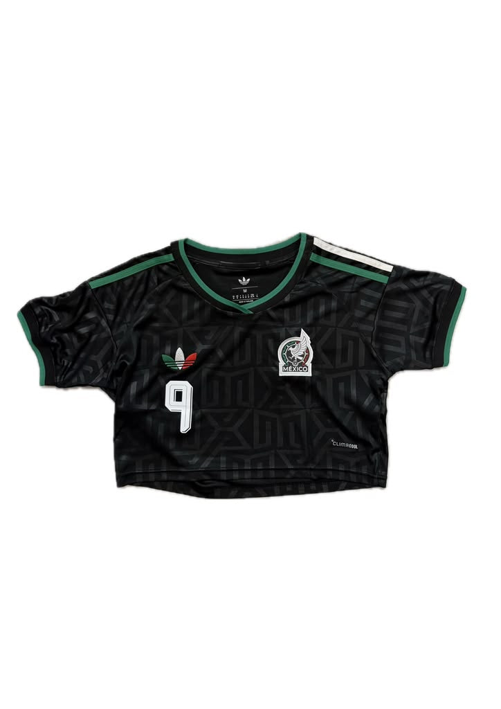 WOMEN'S CROP TOP MEXICO 2026 RAUL #9 AWAY BLACK