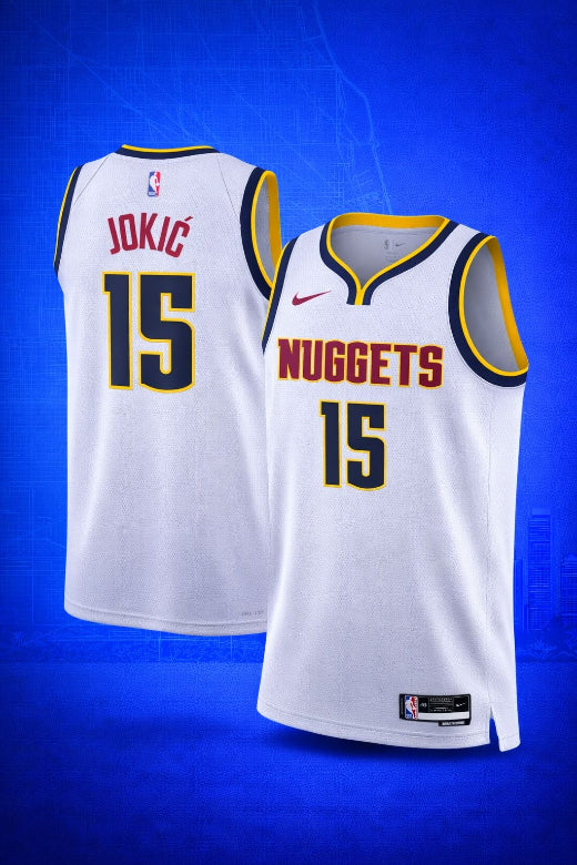 Denver Nuggets #15 Jokic White Jersey – NBA Association Edition