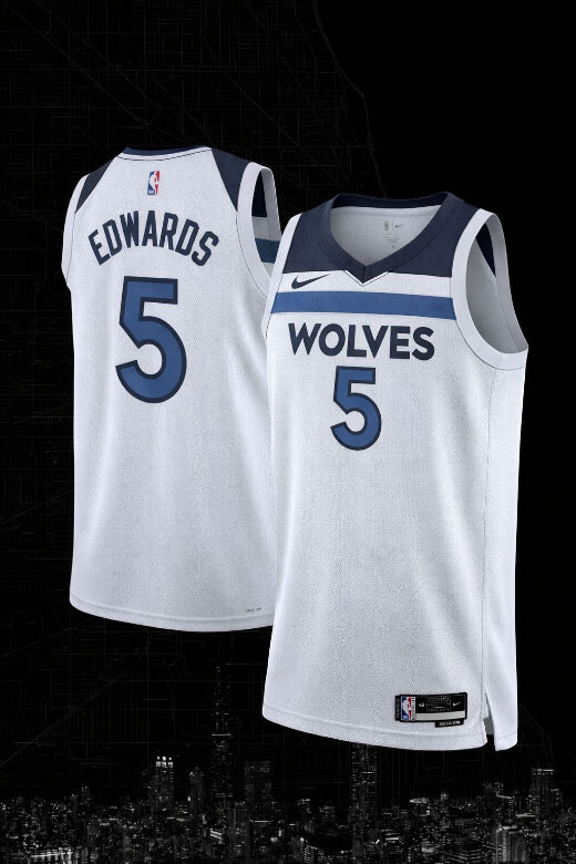 Minnesota Timberwolves #5 Edwards White Jersey – NBA Association Edition