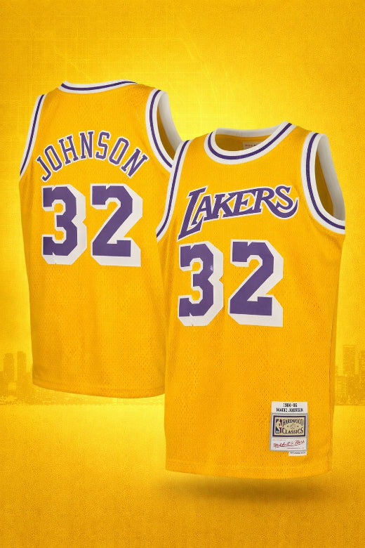 Los Angeles Lakers #32 Johnson Yellow Jersey – Hardwood Classics Throwback Edition