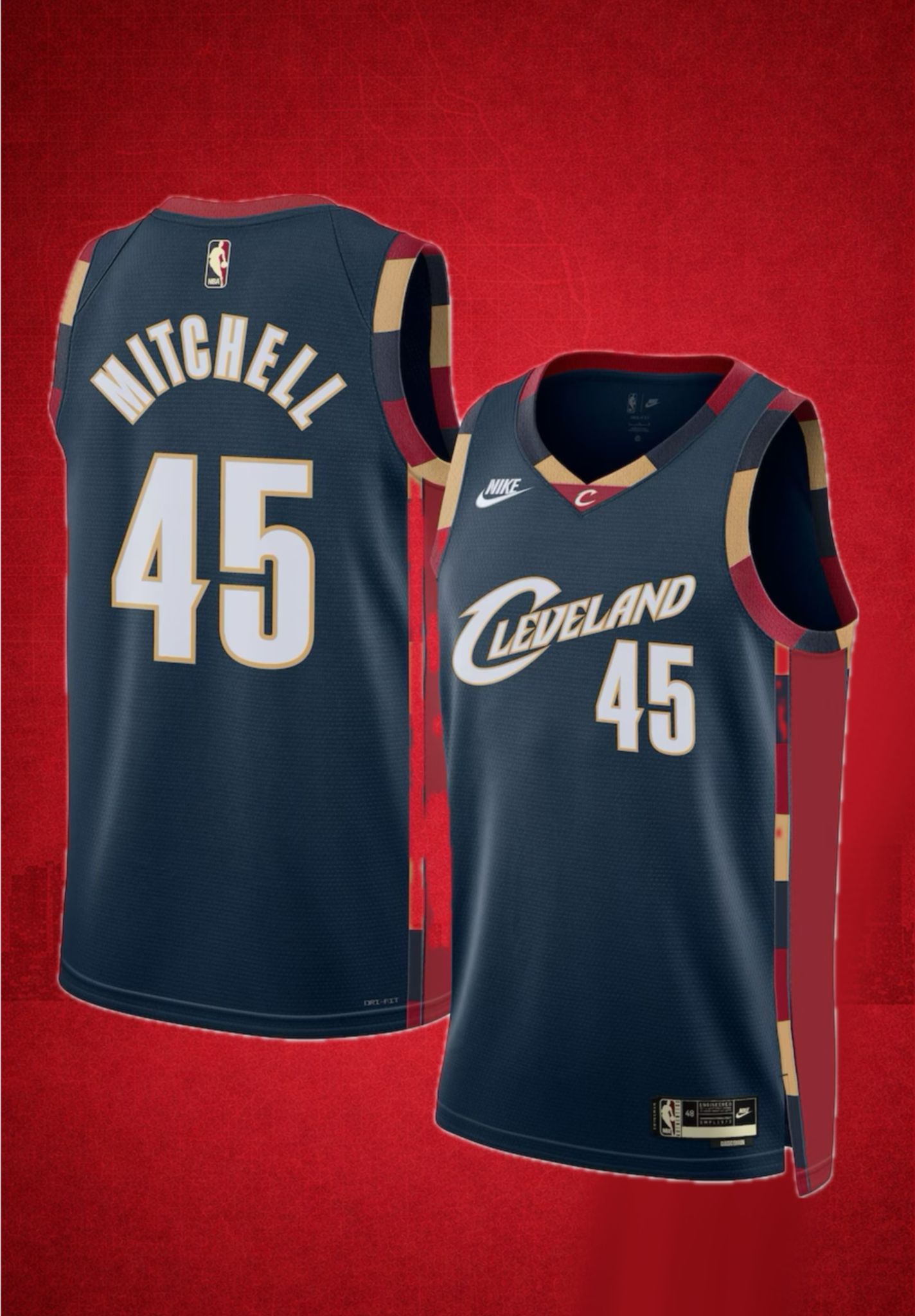 Cleveland Cavaliers #45 Mitchell Navy Statement Edition Jersey – Performance NBA Uniform