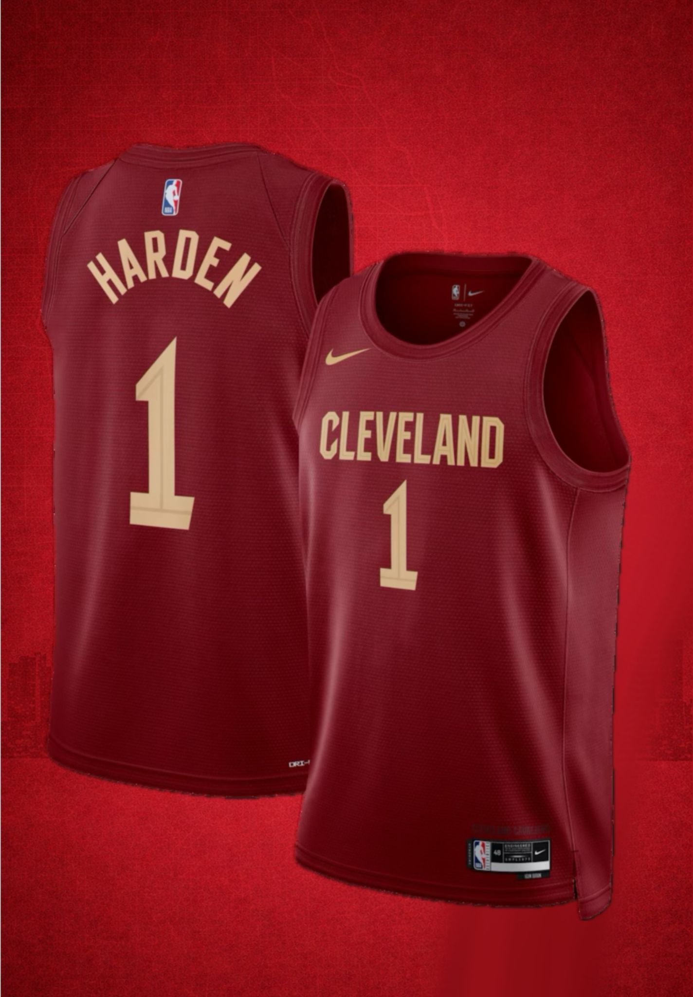 Cleveland #1 Harden Wine Icon Edition Jersey – NBA Performance Basketball Uniform