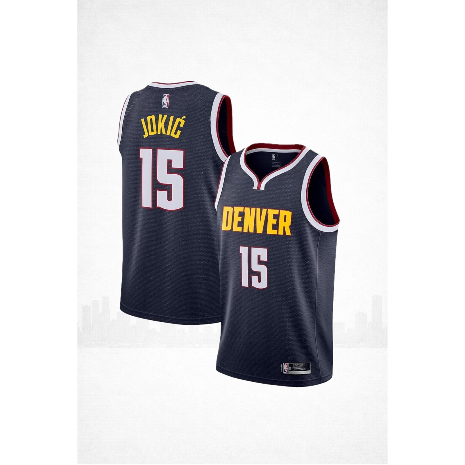 Denver Nuggets #15 Jokić Navy 2020–21 Away Jersey – NBA Statement Edition