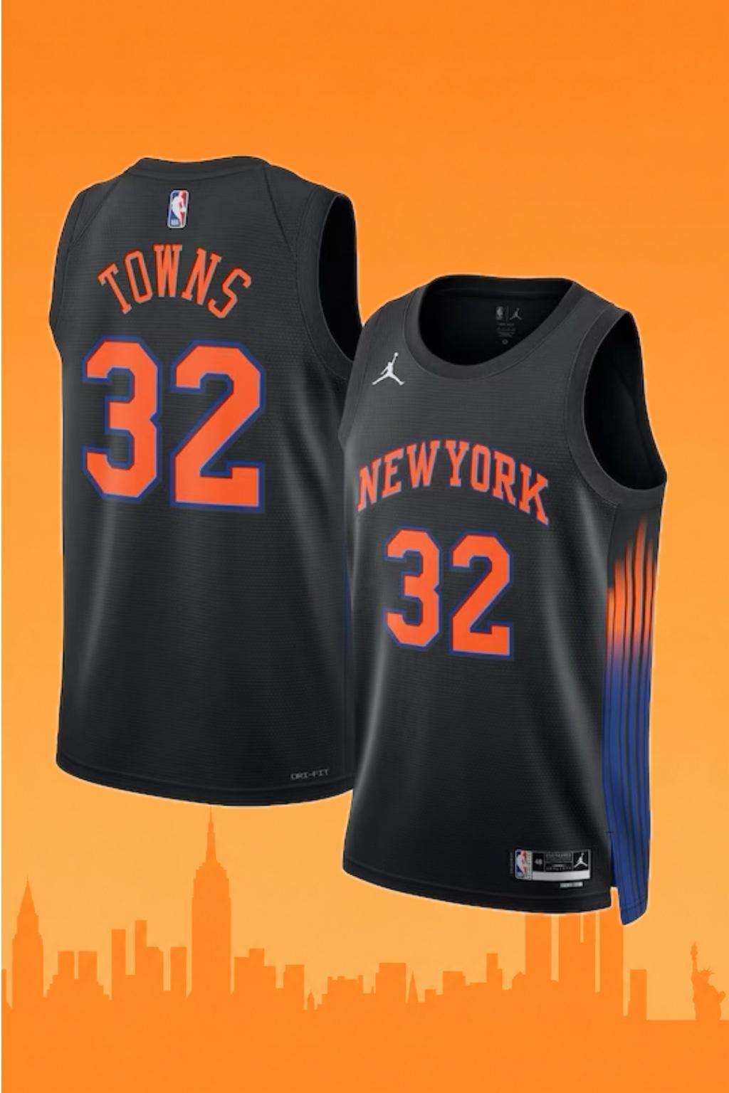 New York Knicks #32 Karl Anthony-Towns Black - Icon Edition