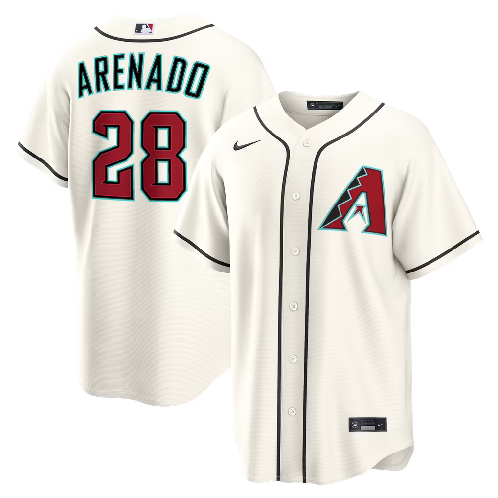 ARIZONA DIAMONDBACKS NOLAN ARENADO #28 CREAM BASEBALL JERSEY