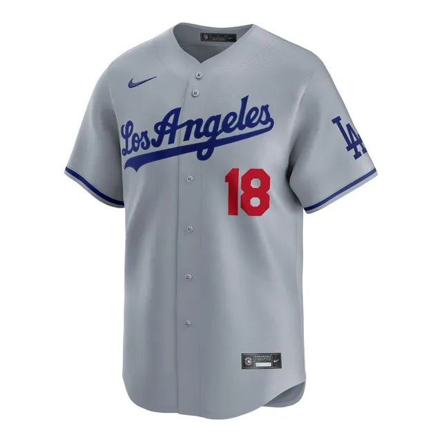 LOS ANGELES DODGERS YOSHINOBU YAMAMOTO #18 GREY BASEBALL JERSEY