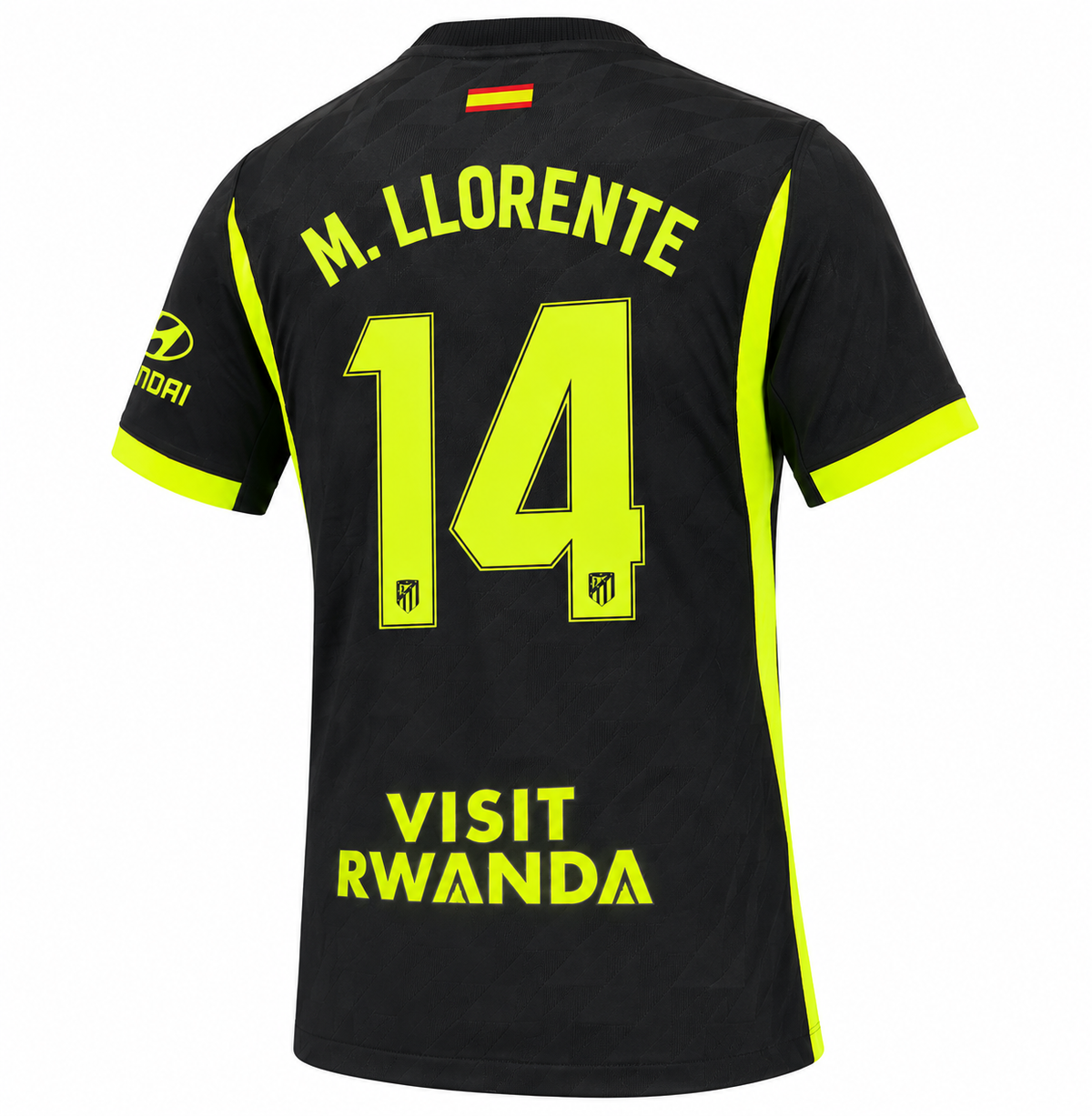 ATLETICO DE MADRID 2026 AWAY MARCOS LLORENTE #14 BLACK SOCCER JERSEY