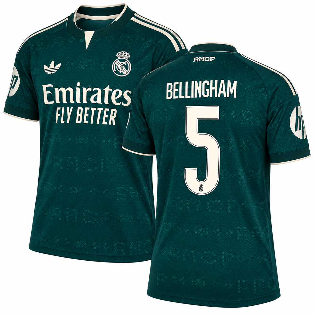 REAL MADRID 2026 AWAY JUDE BELLINGHAM #5 GREEN SOCCER JERSEY