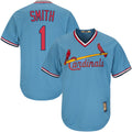 ST. LOUIS CARDINALS OZZIE SMITH #1 LIGHT BLUE THROWBACK BASEBALL JERSEY