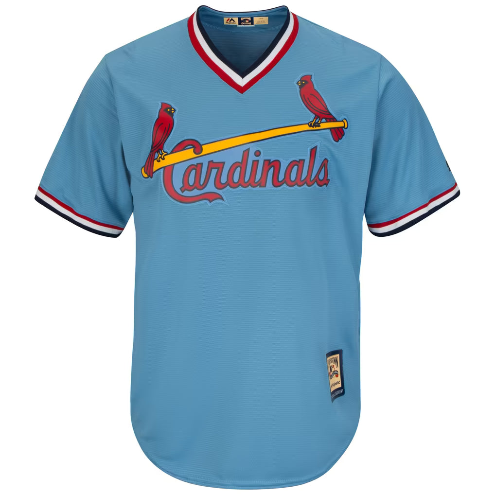 ST. LOUIS CARDINALS OZZIE SMITH #1 LIGHT BLUE THROWBACK BASEBALL JERSEY