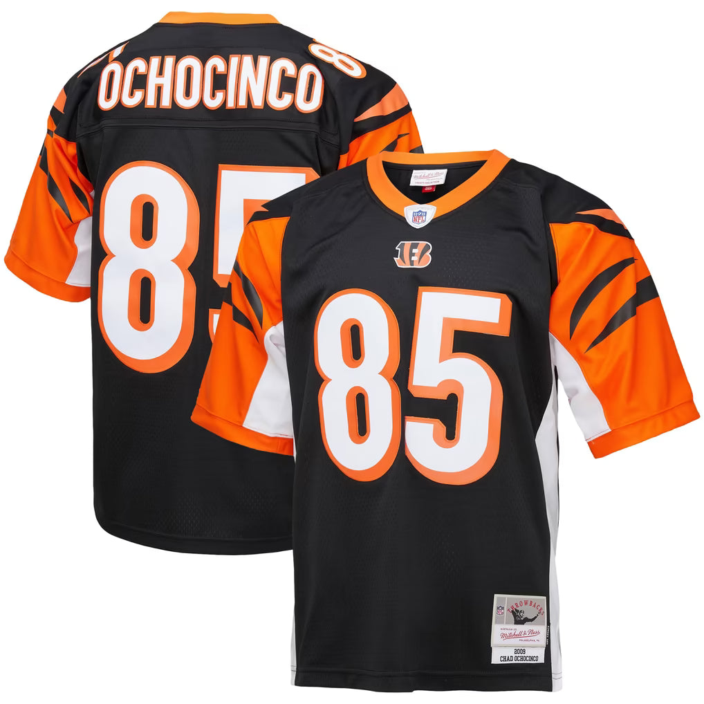 CINCINATTI BENGALS OCHOCINCO #85 BLACK & ORANGE THROWBACK FOOTBALL JERSEY