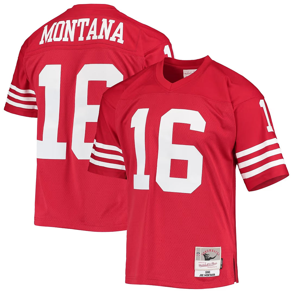 SAN FRANCISCO 49ERS JOE MONTANA #16 RED & WHITE THROWBACK NFL JERSEY