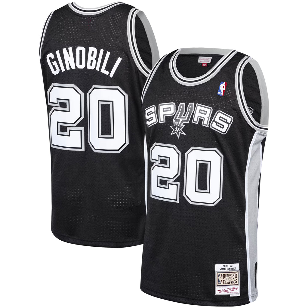 SAN ANTONIO SPURS MANU GINOBILLI BLACK THROWBACK NBAJERSEY