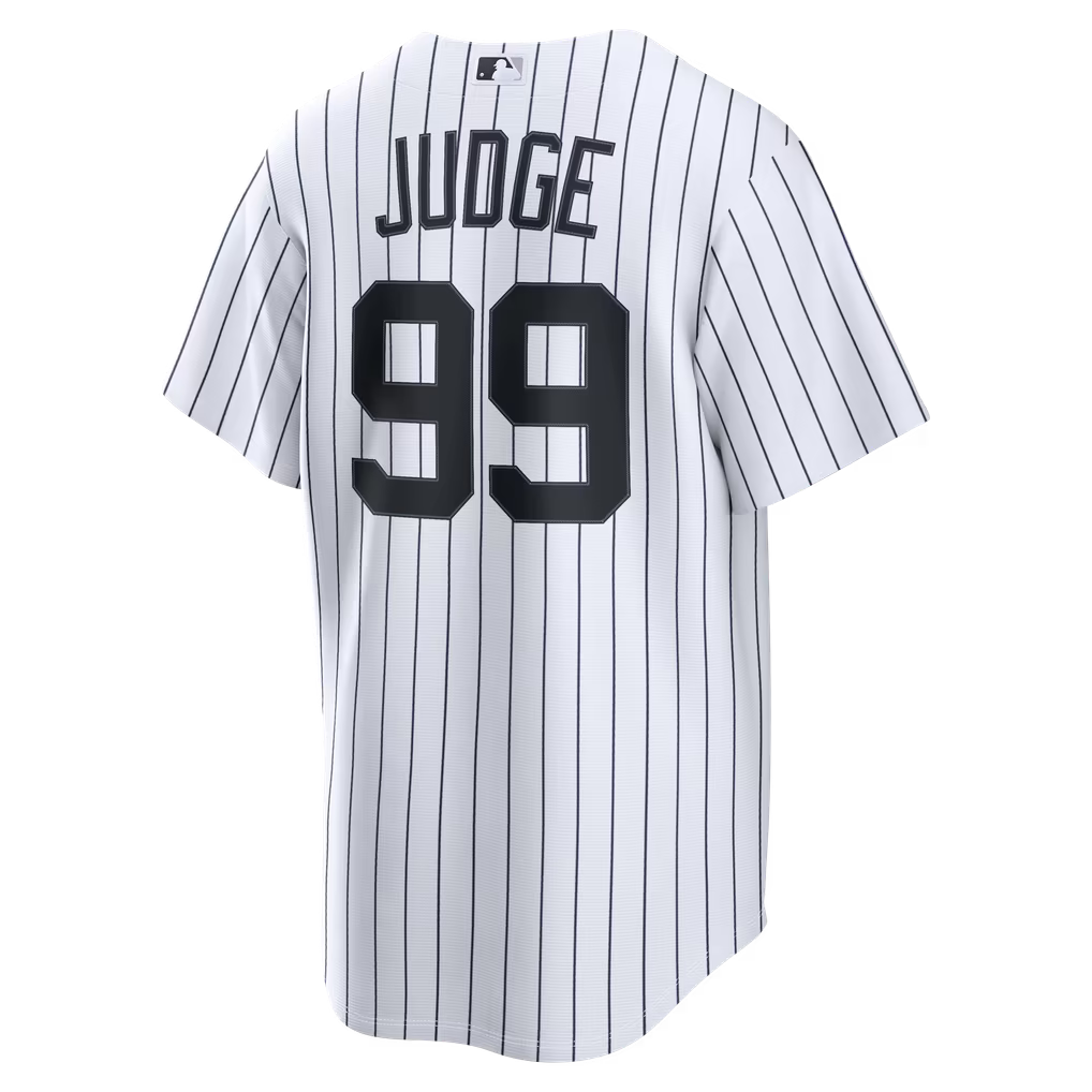 NEW YORK YANKEES AARON JUDGE #99 PINSTRIPE WHITE BASEBALL JERSEY