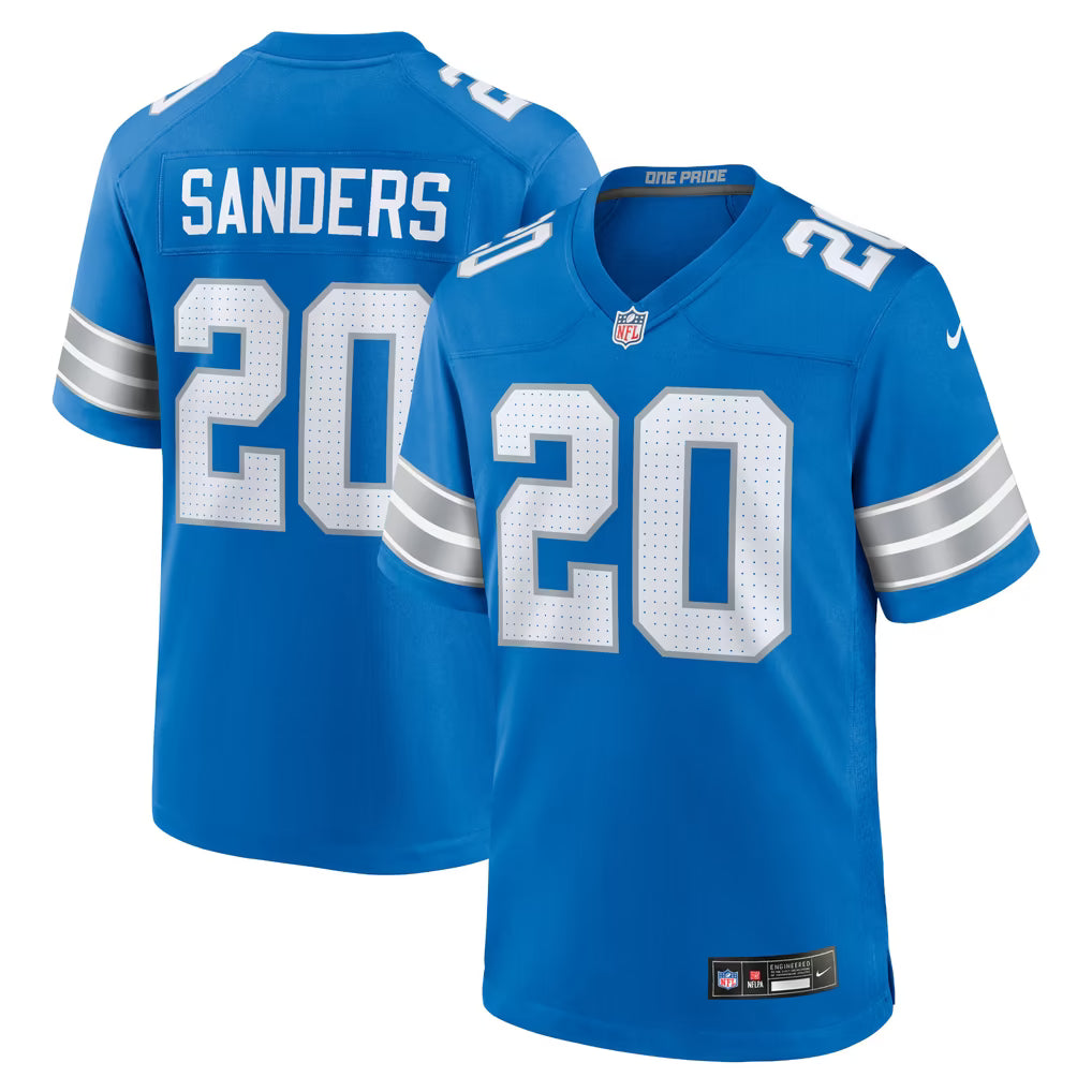 DETROIT LIONS BARRY SANDERS #20 BLUE THROWBACK FOOTBALL JERSEY