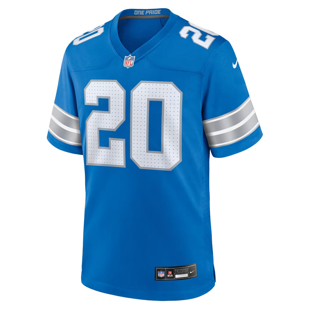 DETROIT LIONS BARRY SANDERS #20 BLUE THROWBACK FOOTBALL JERSEY
