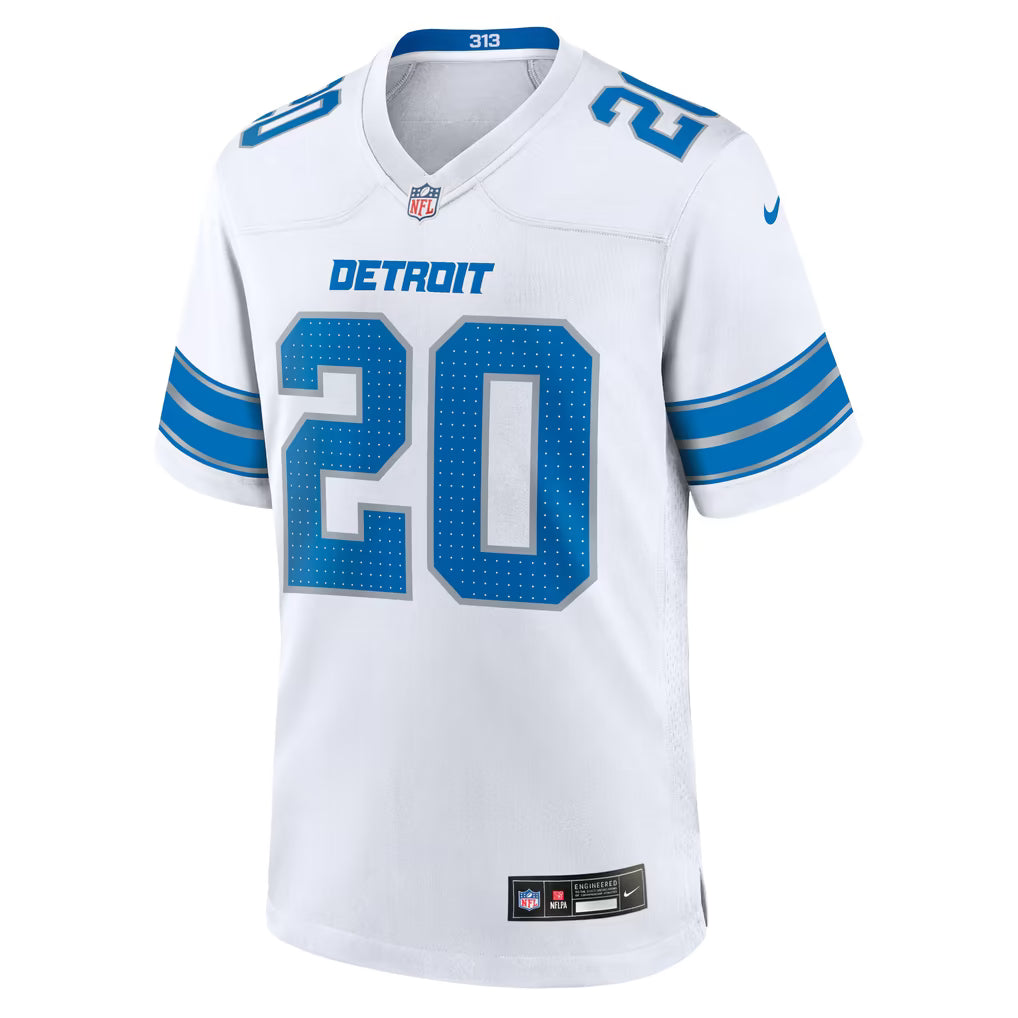 DETROIT LIONS BARRY SANDERS #20 WHITE THROWBACK FOOTBALL JERSEY
