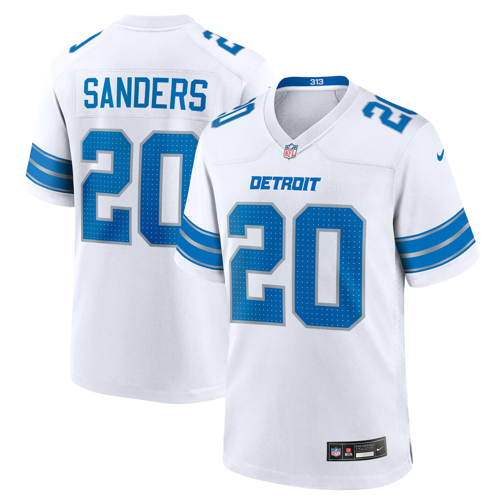 DETROIT LIONS BARRY SANDERS #20 WHITE THROWBACK FOOTBALL JERSEY