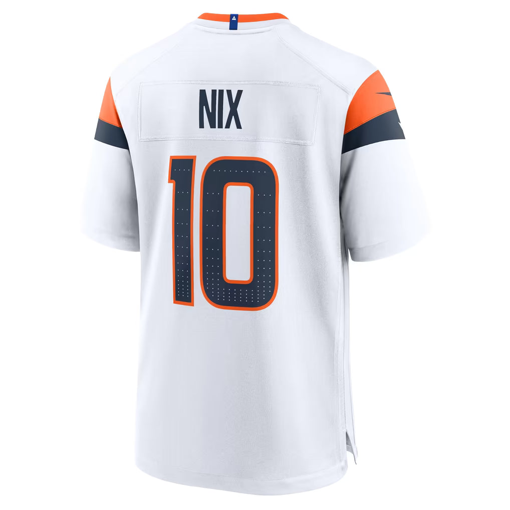 DENVER BRONCOS BO NIX #10 WHITE & ORANGE FOOTBALL JERSEY