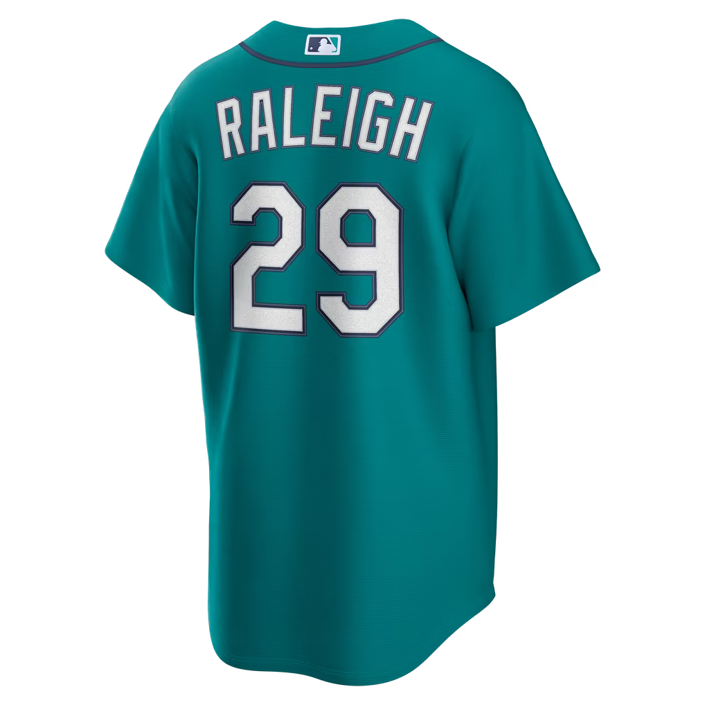 SEATTLE MARINERS CAL RALEIGH #29 TEAL AQUA BASEBALL JERSEY