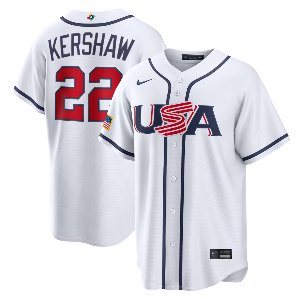 USA BASEBALL CLAYTON KERSHAW #22 WHITE 2026 JERSEY